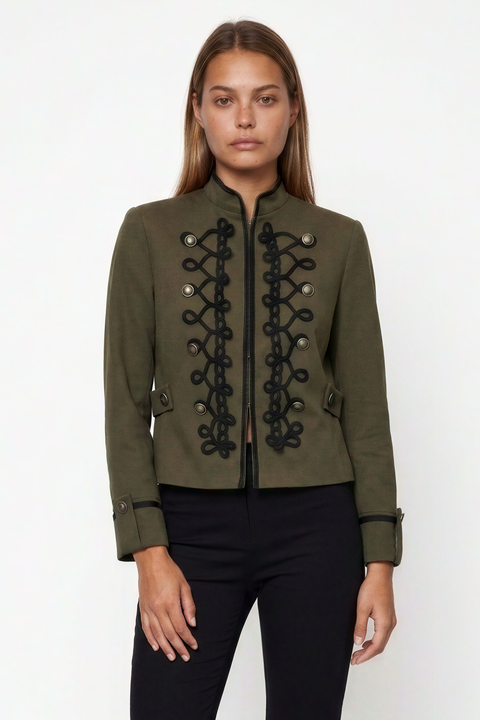 Veste de hussard militaire courte kaki olive