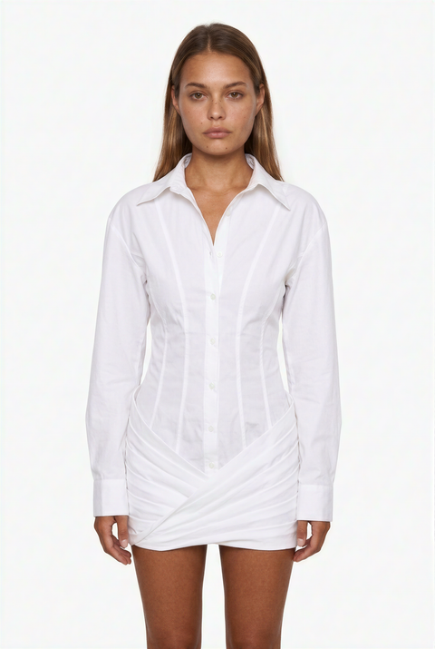 Robe chemise portefeuille froncée