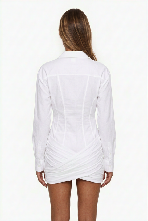 Robe chemise portefeuille froncée