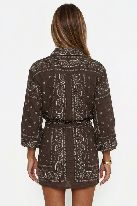 Mini-robe boutonnée à motif cachemire