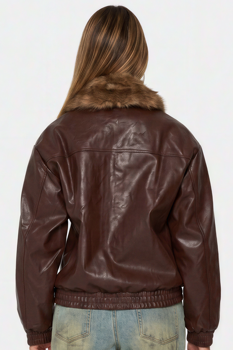 Veste zippée en similicuir texturé