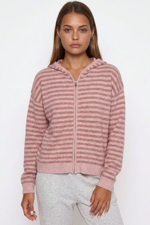 Felpa con cappuccio a righe morbida e casual