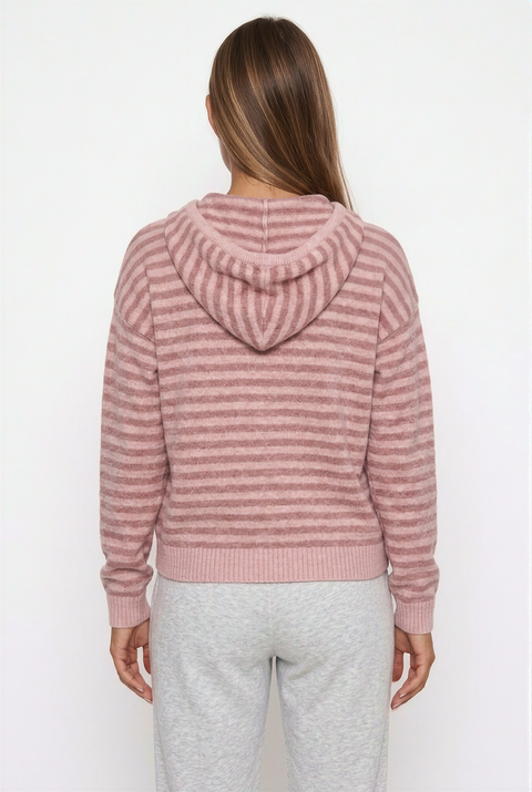 Felpa con cappuccio a righe morbida e casual