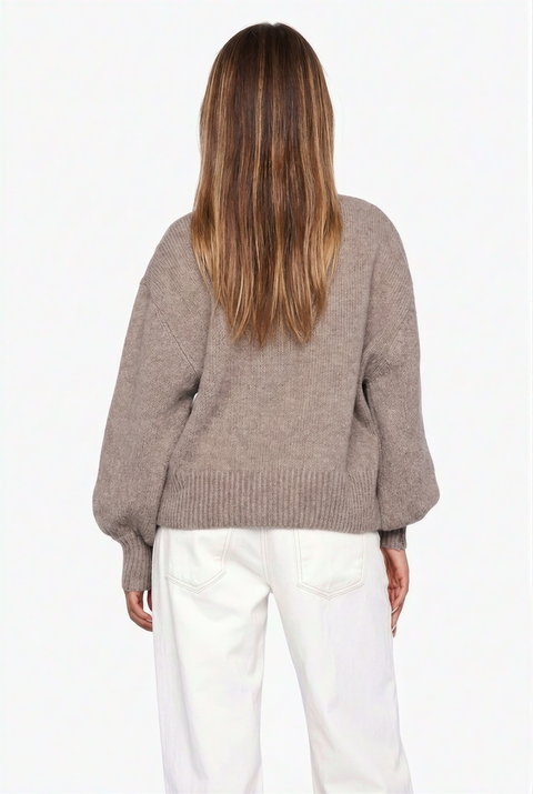 Taupe Balloon Sleeve Knit Sweater