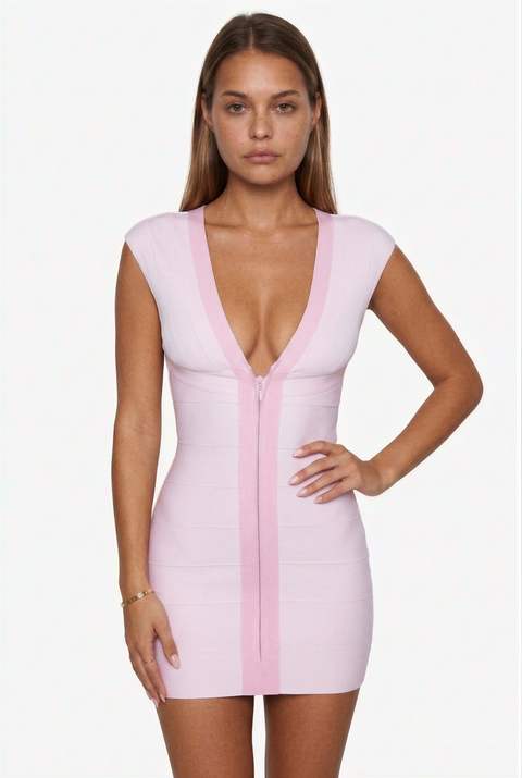 Periwinkle Contrast Trim Bandage Bodycon Dress