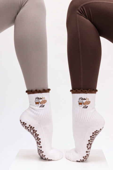 Confezione da 4 paia di calzini da pilates ricamati antiscivolo