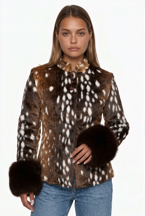 Veste en fausse fourrure à motifs d'inspiration vintage