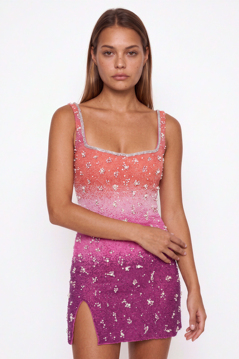 Pink Ombre Sequin Mini Dress