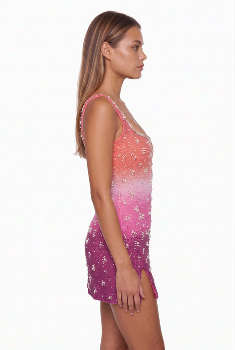 Pink Ombre Sequin Mini Dress