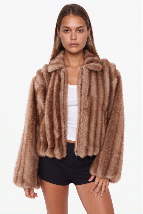 Cropped Faux Fur Jacket
