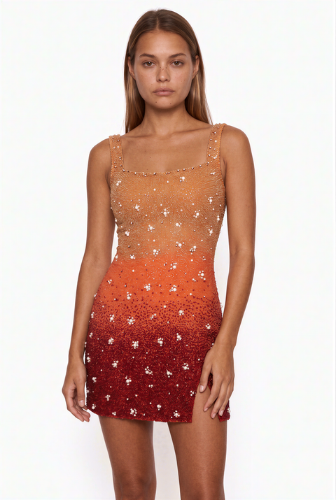 Mini-robe à sequins orange dégradé