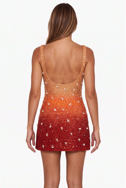 Mini-robe à sequins orange dégradé