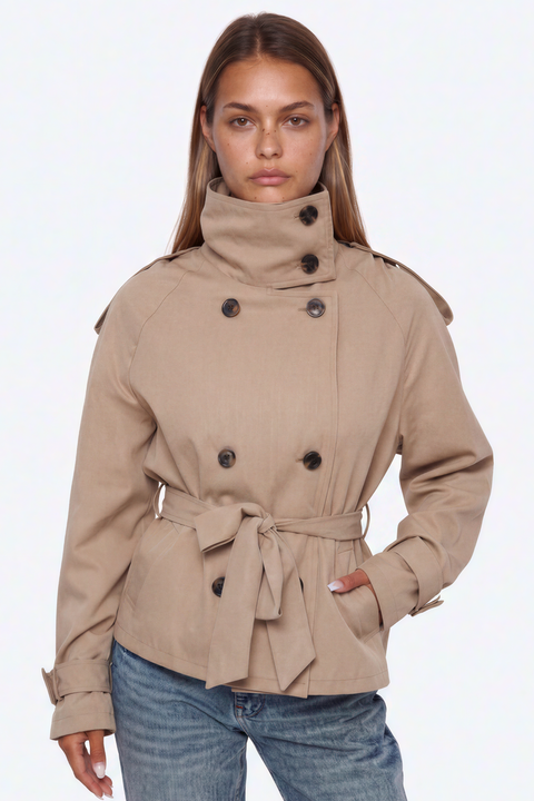 Belted Short Trench Coat