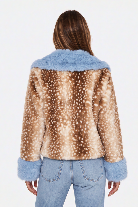 Bambi Print Faux Fur Jacket