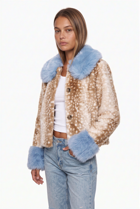 Bambi Print Faux Fur Jacket