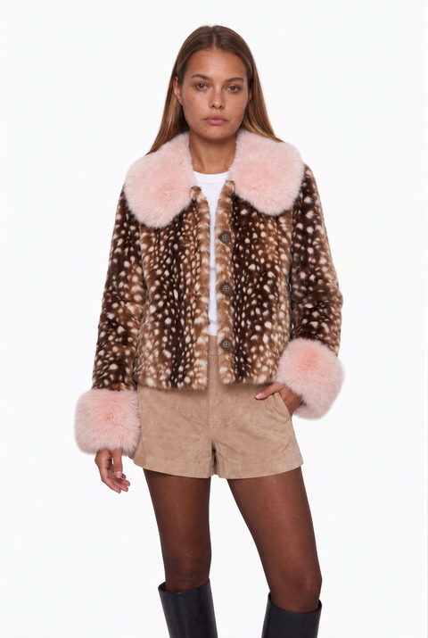 Bambi Print Faux Fur Jacket