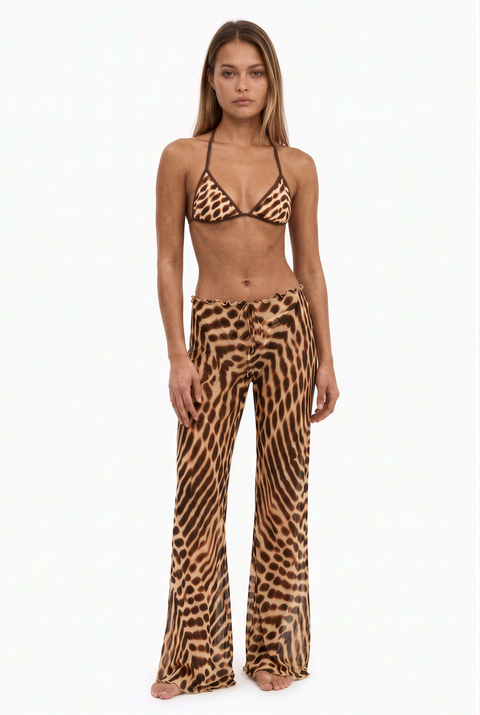 Sheer Animal Print 3-Piece Beach Bikini