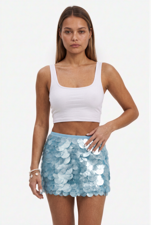 Mermaid Scale Shimmer Mini Skirt