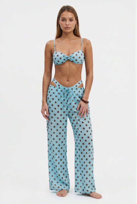 3-teiliges Polka-Dot-Badebekleidungs- und Strandhosen-Set