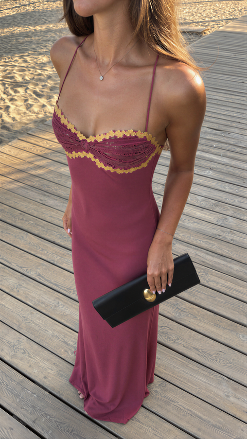 Magenta Maxikleid mit Neckholder