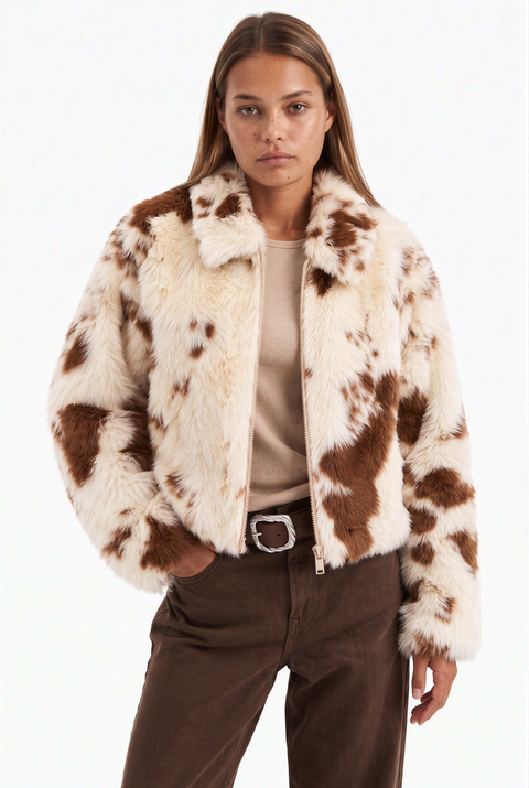 Spotted Animal Print Short Jacket