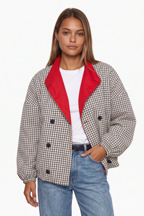 Contrast Lapel Check Jacket