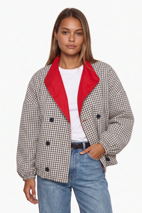 Contrast Lapel Check Jacket