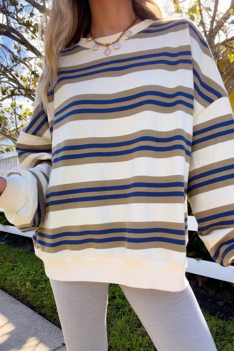 Color-Block Stripe Pullover