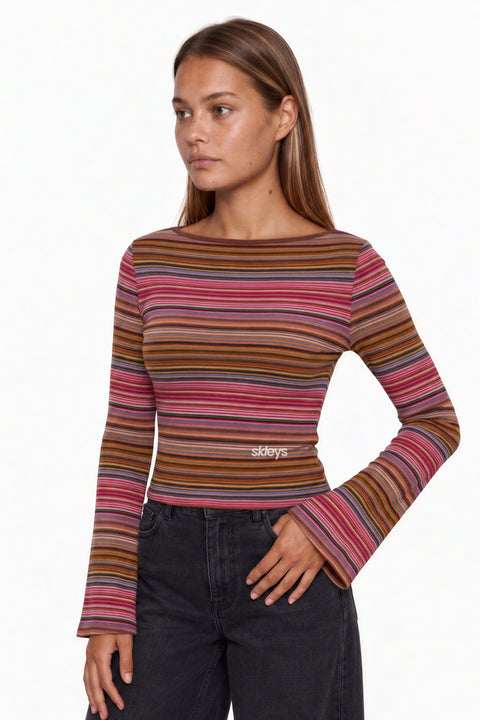 Multi-Stripe Wide Sleeve Top