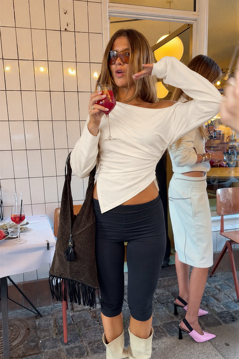 Ivory Wrap-Effect Long Sleeve Top