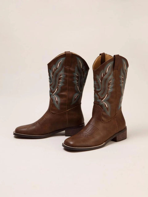 Miley Cowboy Boots | | Brown | Agnese Studios