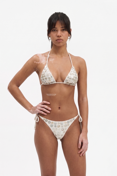 Bikini ficelle à disques en nacre