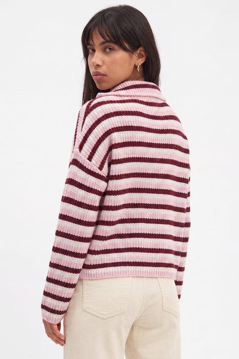 Cardigan en maille côtelée à col montant et fermeture éclair intégrale