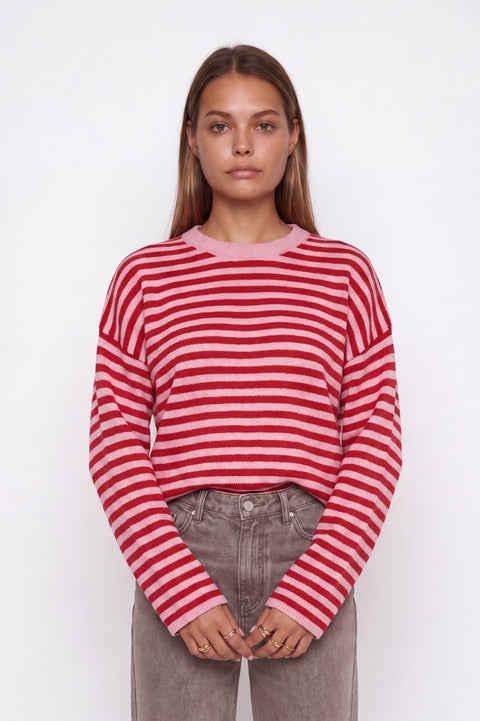 Maglione oversize in maglia a righe con girocollo