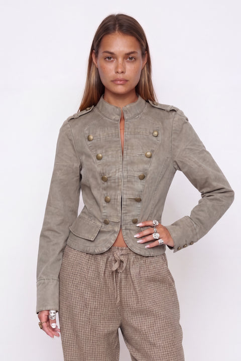 Taillierte Jacke im Military-Stil aus gewaschener Baumwolle
