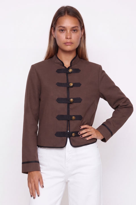 Strukturierte Militärjacke mit Stehkragen