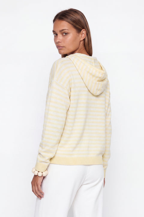 Striped cashmere-blend zip-up hoodie