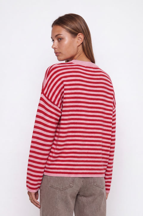 Maglione oversize in maglia a righe con girocollo