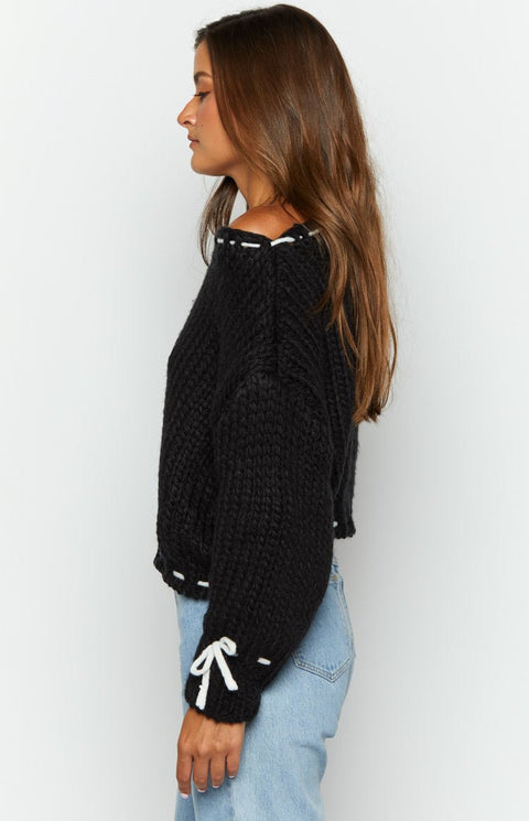 Polissa Black Sweater | | S | Agnese Studios