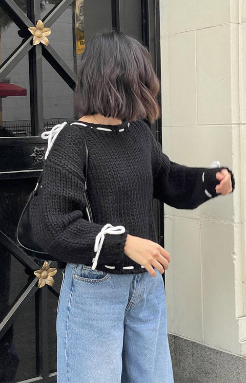 Polissa Black Sweater | | S | Agnese Studios